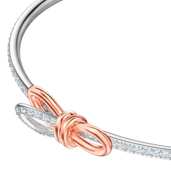 NEW Swarovski Lifelong Bow Bangle White Mixed Metal Finish - Picture 6 of 12
